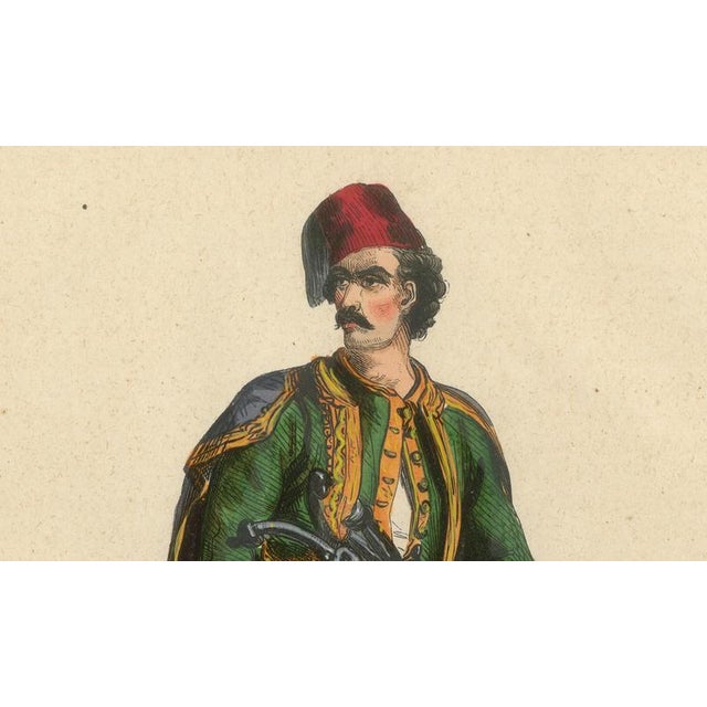 Greek Man in Traditional Dress, 1845, Hand-Coloured Lithograph For Sale - Image 3 of 10
