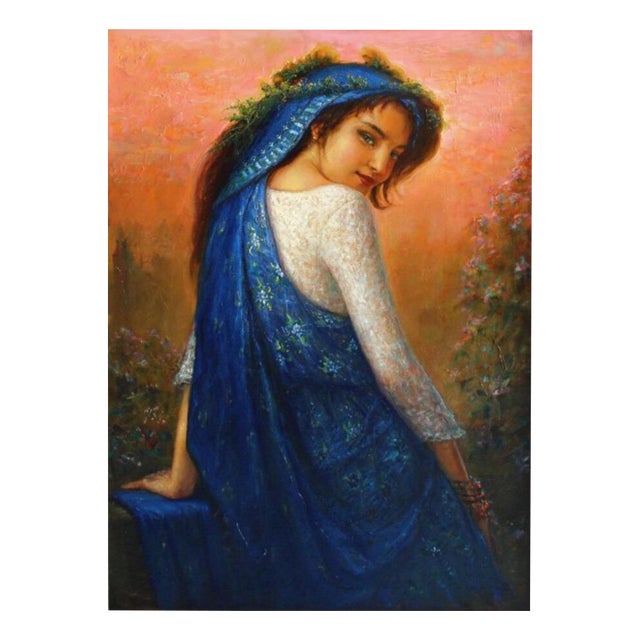 Igor Maikov, Blue Cloak, 2011, Oil on Hardboard For Sale