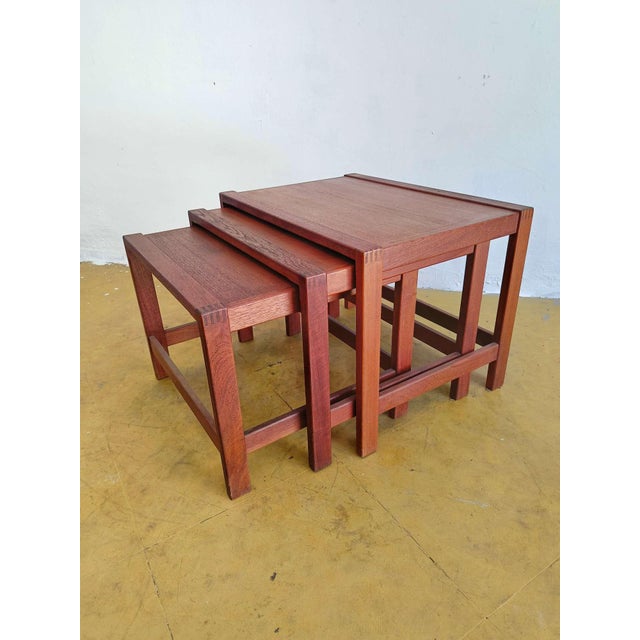 Vintage Danish Tris Nesting Tables from Tonder Mobelvaerk, 1950s, Set of 3 For Sale - Image 10 of 12