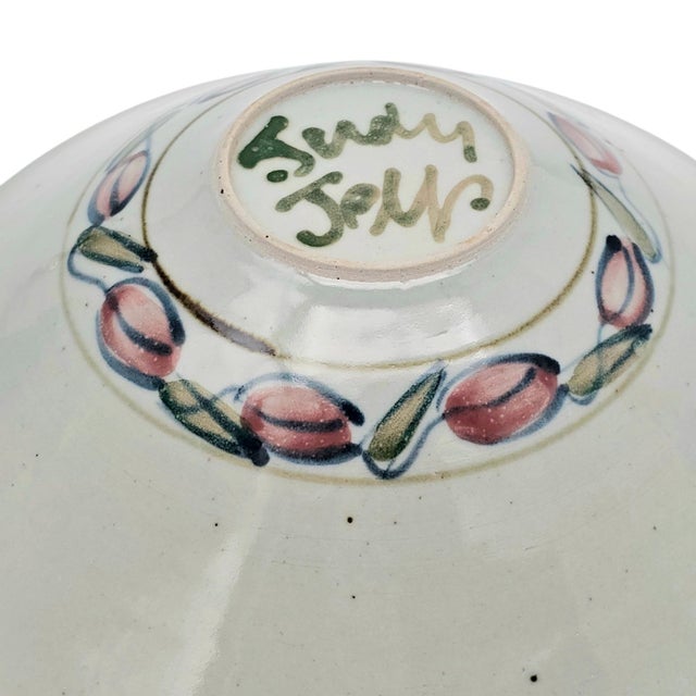 Large Hand Painted Floral Studio Pottery Porcelain Centerpiece Bowl 11" For Sale - Image 16 of 16