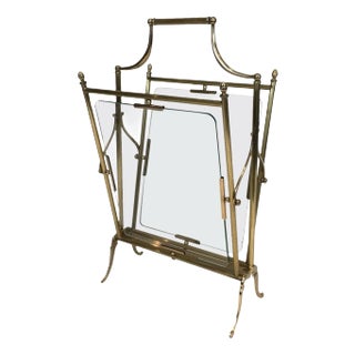 1940 Neoclassical Style Brass and Clear Glass Magazine Rack by Maison Jansen For Sale