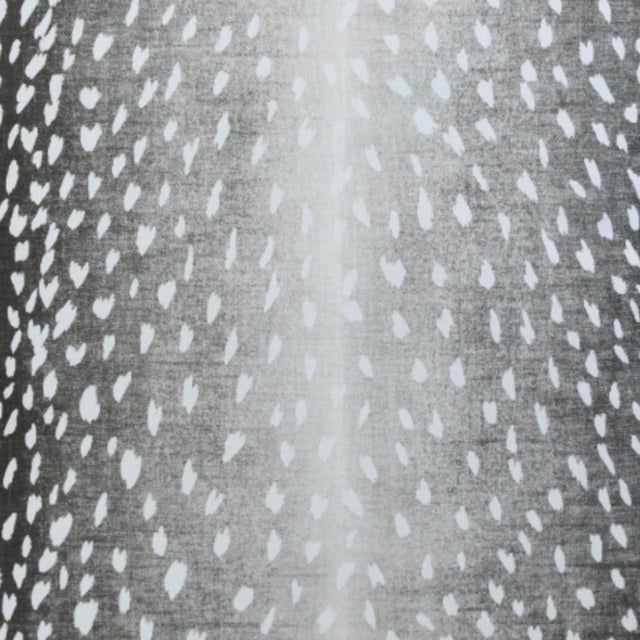 Hollywood Regency Silvery Gray Charcoal Antelope Print Linen & Velvet Feather/Down Pillow For Sale - Image 3 of 6