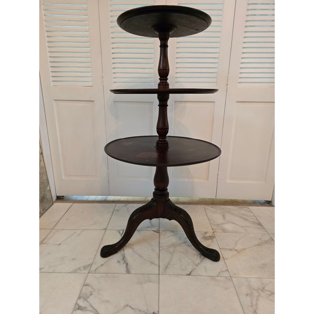 Chippendale Vintage Pre Mid Century Grand Etagere Dumb Waiter For Sale - Image 3 of 9