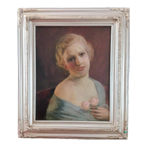 Felice Aquadro Listed 1865-1950 Flapper Girl - 1920's Oil (Daisy Buchanan?)