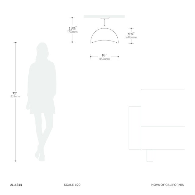 Designed by the NOVA Design Team in 2026, the Luna Bella is a Modern semi-flush mount featuring a satin nickel finish and...