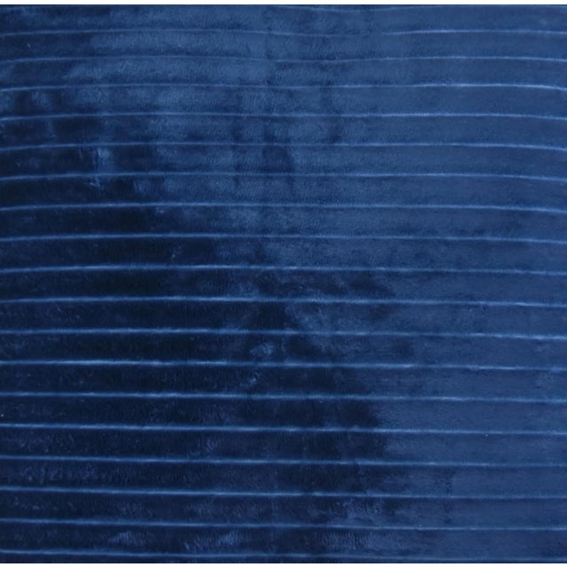 Royal Blue Soft Plush Ribbed Feather/Down Pillow 18” Square For Sale - Image 4 of 7