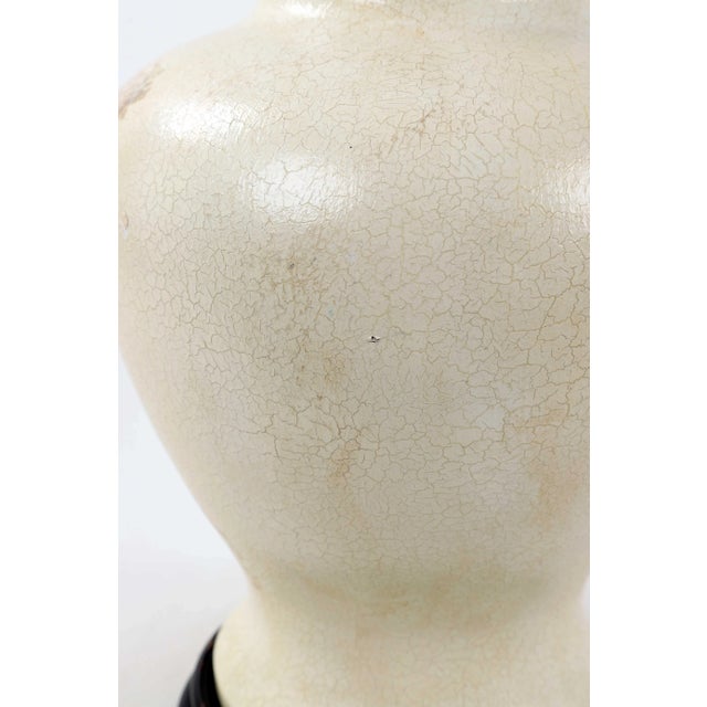Vintage Temple Jar Lamp With White Crackle Glaze and Reimagined "The Swing" by Fragonard For Sale - Image 9 of 10
