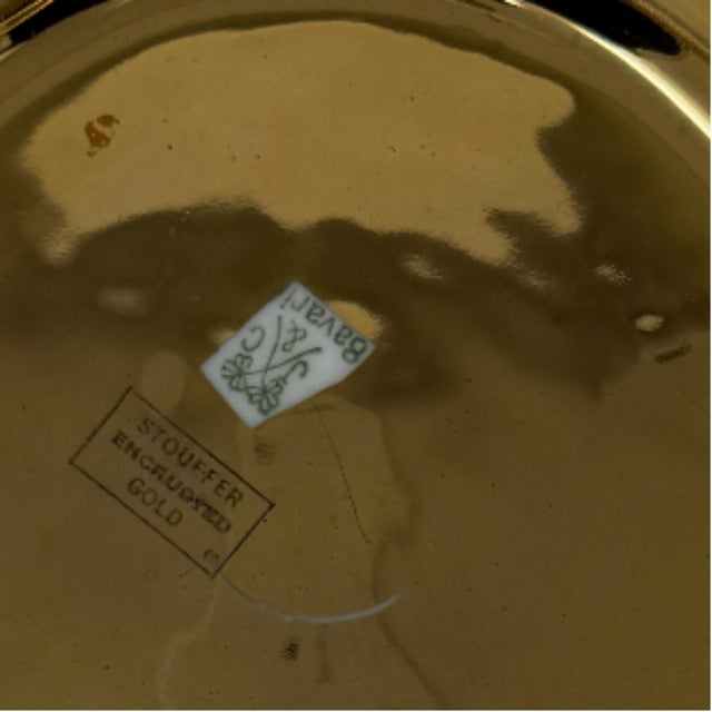 Early 20th Century Stouffer Encrusted Gold Plate Hand Painted Bavaria Artist Signed For Sale - Image 5 of 5