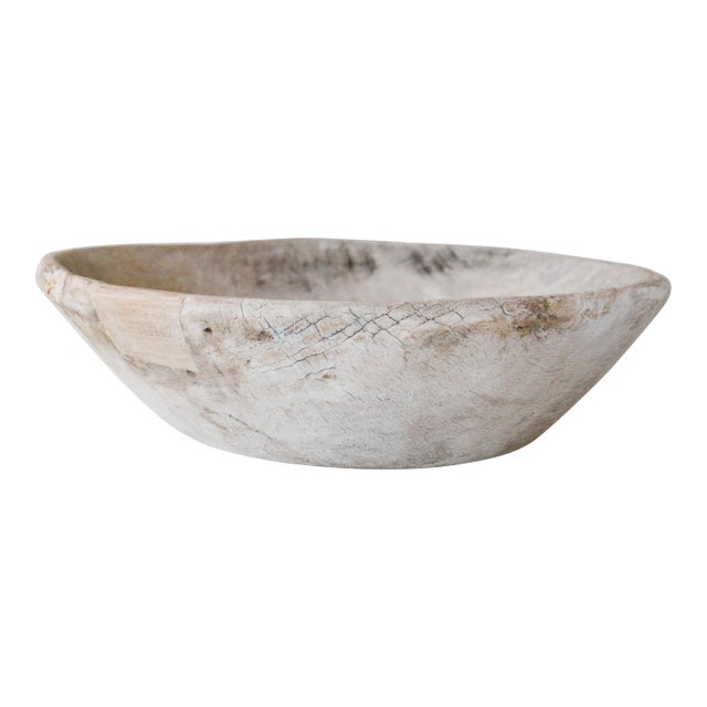 Antique Distressed Bleached Dough/Grain Bowl For Sale