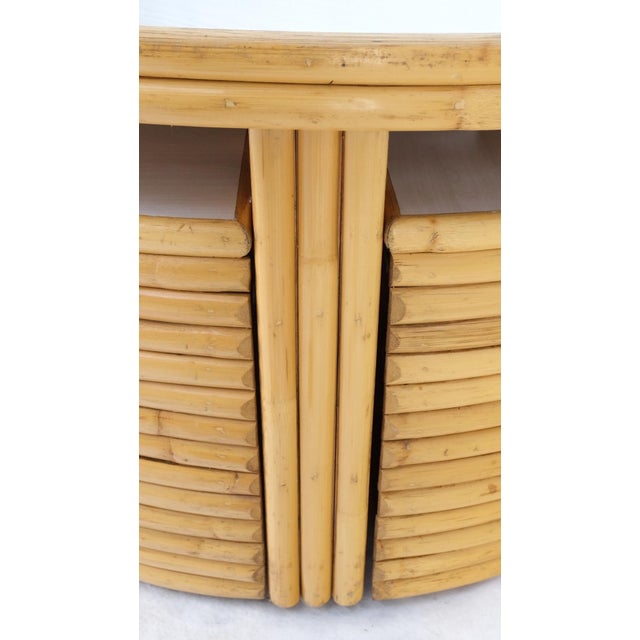 Hi-Lo Convertible Reed Coffee Dinette Game Table w/ Nesting Benches Stools Chair For Sale - Image 16 of 17