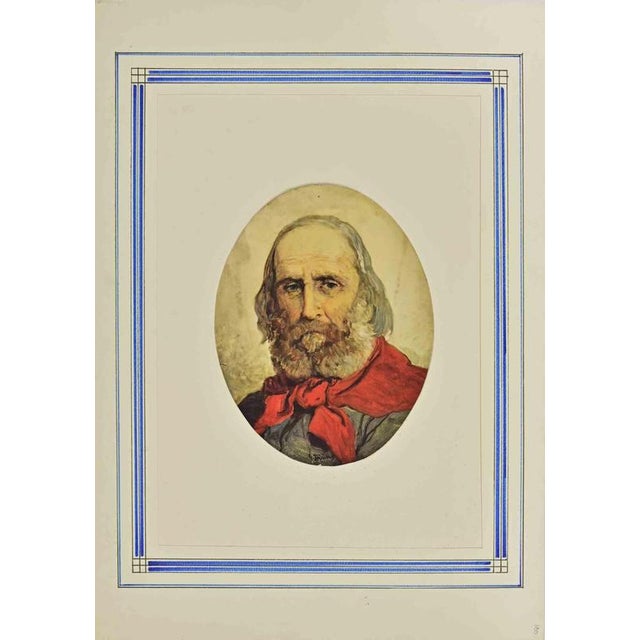 Gerolamo Induno, Portrait of Giuseppe Garibaldi, Late 19th Century, Mixed Media on Paper For Sale - Image 3 of 3