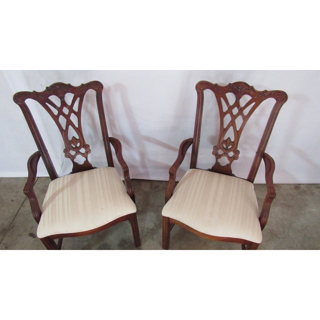1980s Set of 8 Chippendale Mahogany Thomasville Dining Room Chairs Eight For Sale - Image 9 of 11