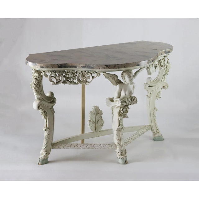 Wood Vintage 20th Century French Half Moon Wooden Sideboard Table, For Sale - Image 7 of 9