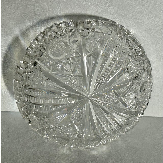 American Antique American Brilliant Cut Glass Bowl With Starburst & Hobstar Motif For Sale - Image 3 of 10