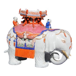Late 19th Century Chinese Porcelain Elephant For Sale