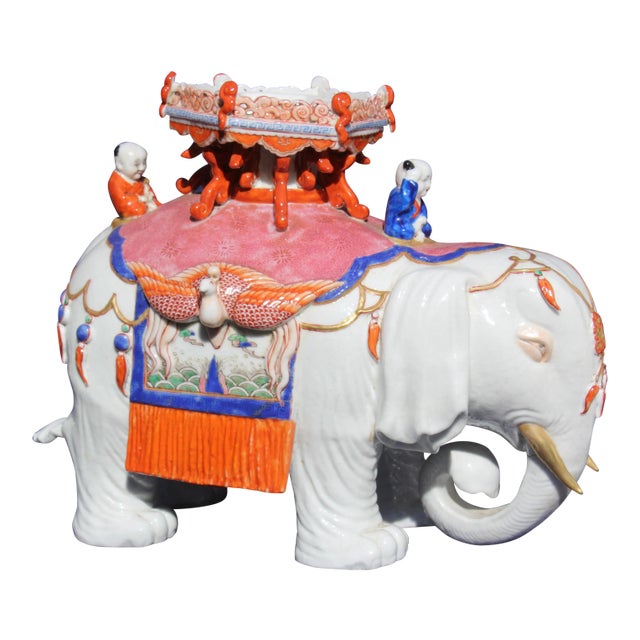 Late 19th Century Chinese Porcelain Elephant For Sale