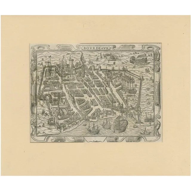 Braun & Hogenberg, Bordeaux City View, Original Woodcut, 1575 For Sale - Image 10 of 10