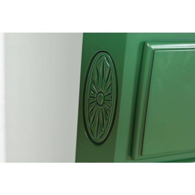 Ethan Allen Georgian Green Lacquered Dresser or Credenza, Newly Refinished For Sale - Image 9 of 14