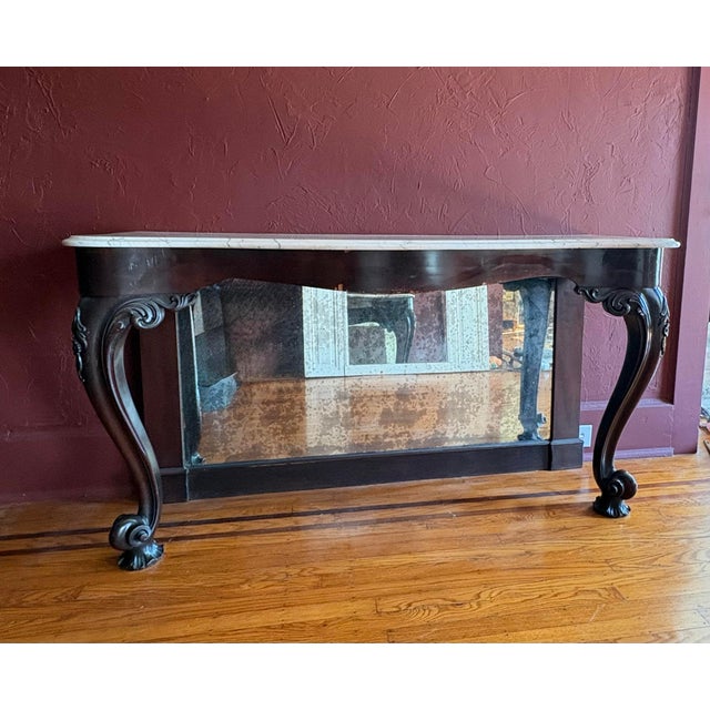 Brown Superb 19th Century Carrara White Marble Top Hall or Antique Console Table For Sale - Image 8 of 10