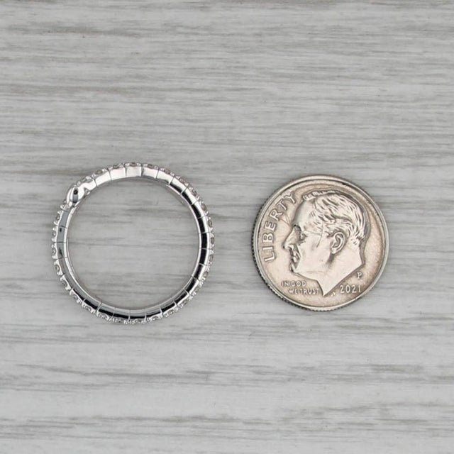 White 0.60ctw Diamond Wrap Coiled Band Bypass Ring 14k White Gold Flexible Size For Sale - Image 8 of 8