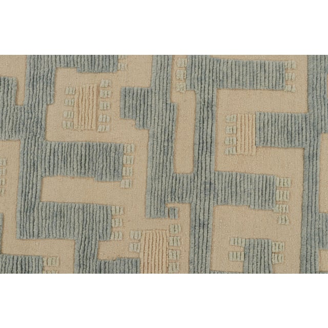 Rug & Kilim’s Scandinavian Style Rug in Blue & Beige Geometric Patterns For Sale In New York - Image 6 of 7