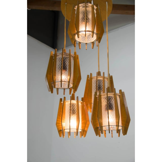 Chandelier and Wall Lamp from Drevo Humpolec, 1970s, Set of 2 For Sale - Image 8 of 13
