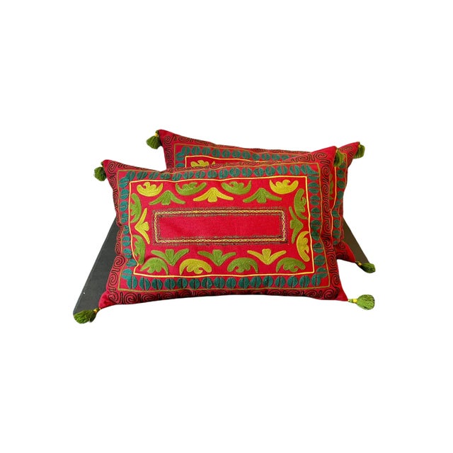 Early 21st Century Hand-Stitched Wool Tassel Throw Pillows- Set of 2 For Sale - Image 9 of 13