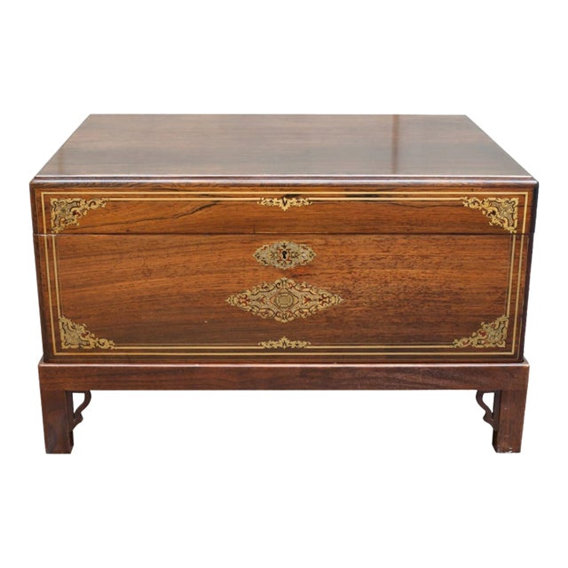 Antique Wedding Chest With Bronze Inlay on a Custom Stand-France, C. 1860 For Sale