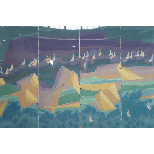 Abstract Late 20th Century Abstract Nautical Seascape Lithograph Print, Framed For Sale - Image 3 of 9