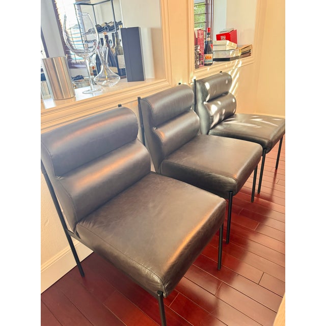 Classic Home Reclaimed Oak Dining Table 89"w X 40"d X 30"h (8) Black Leather Dining Chairs For Sale - Image 4 of 7