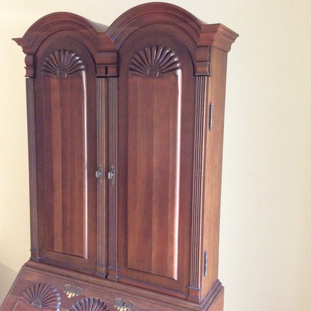 American 1980s Maddox Solid Cherry Wood Secretary Desk - 2 Pieces For Sale - Image 3 of 12