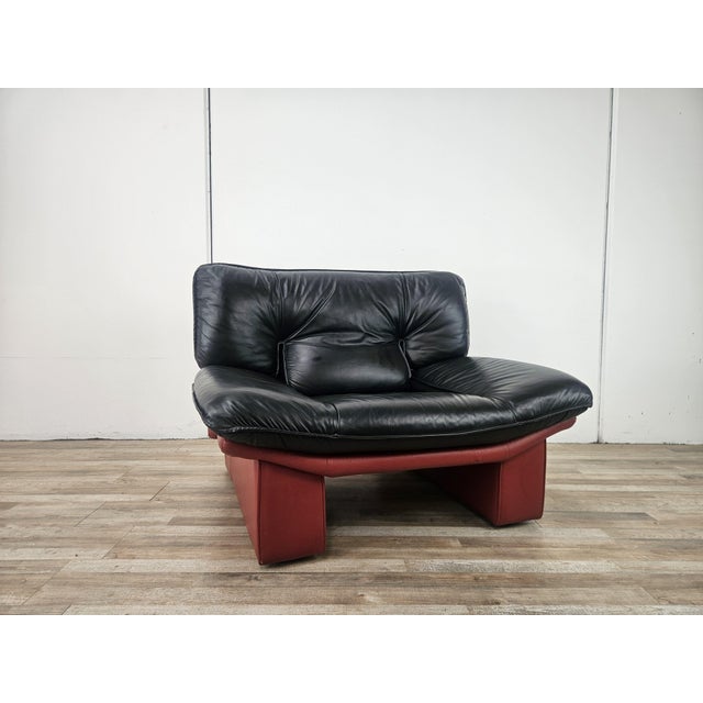 Red and Black Leather Armchair attributed to Nicoletti Salotti, 1980 For Sale - Image 18 of 18