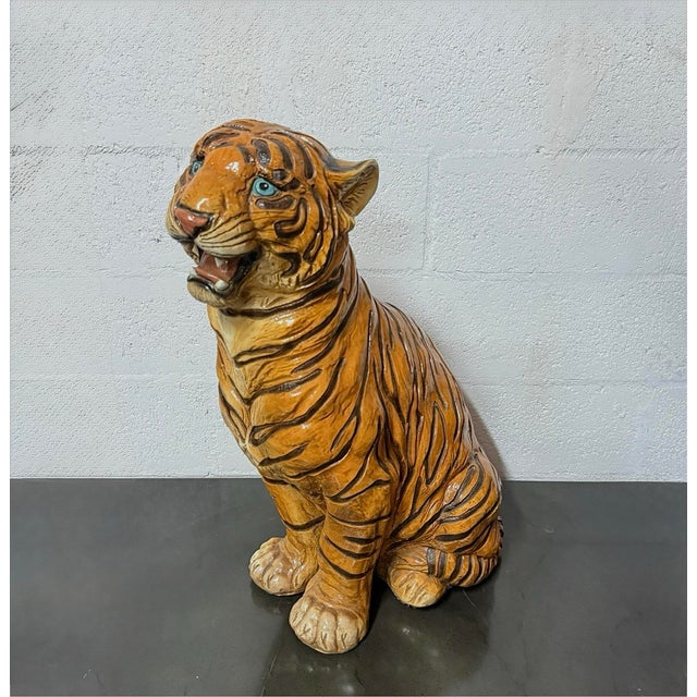 Vintage Resin Tiger Sculpture For Sale In West Palm - Image 6 of 8