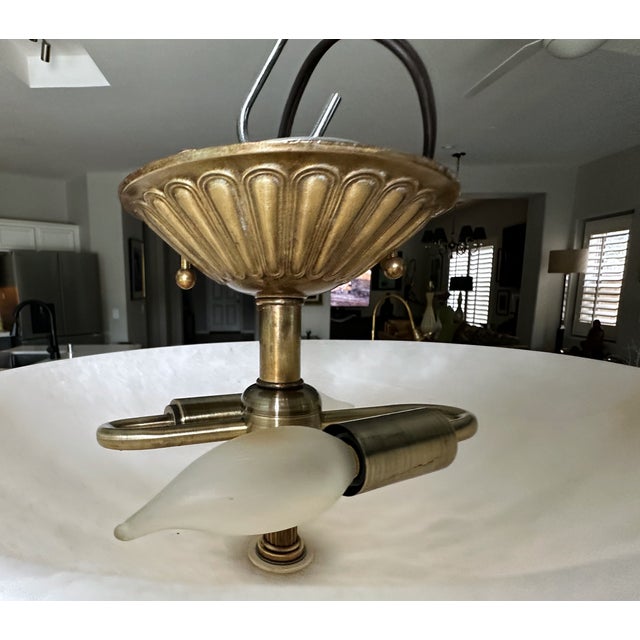 1980s French Directoire Style Incised Star Alabaster Flush Mounts - Pair For Sale - Image 14 of 18
