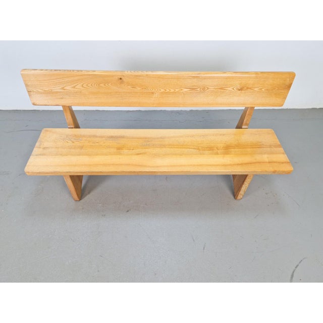 Vintage trestle bench, Elm wood, chalet style Scandinavian design mid century Denmark ‘60 Material: Elm wood Dimensions:...