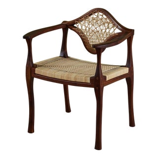 Studio Craft Walnut Armchair With Cane For Sale