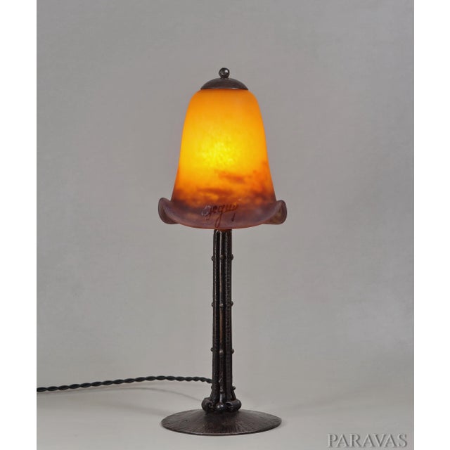 Degué - Barbier & Corneloup A French art deco lamp in wrought iron. The lamp was made between 1928 and 1936. The forged...