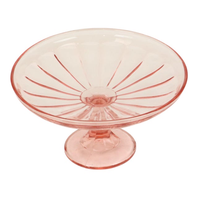 Art Deco Pink Tall Fruit Bowl in Glass, 1930s For Sale - Image 16 of 18