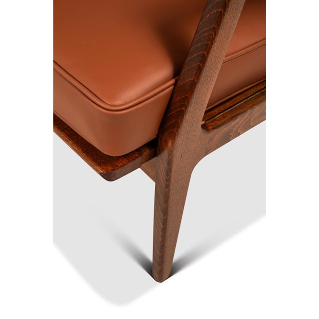 Restored Danish Modern Model 596 Lounge Chair in Beech & Leather Attributed to Lawrence Peabody & Ib Kofod Larsen for Selig, Denmark, C. 1950's For Sale - Image 15 of 18