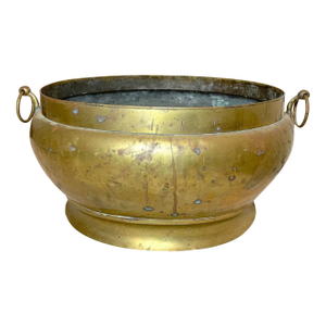 Large Antique 19th Century Handmade Brass Coal Fireplace Wood Scuttle Bucket