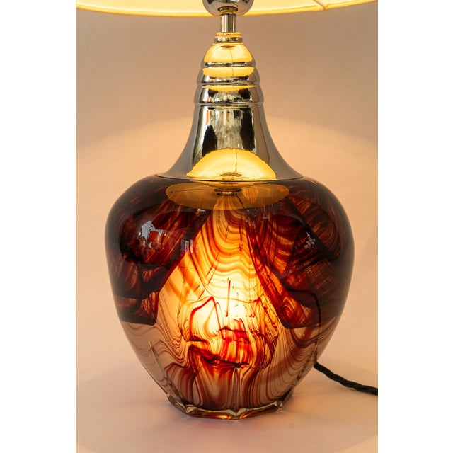 Murano Table Lamp with Fabric Shade, Italy, 1920s For Sale - Image 12 of 18