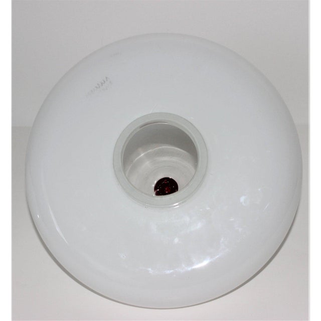 Mid-Century Modern Venini Table Lamp White, Clear, Red Cap For Sale In West Palm - Image 6 of 13