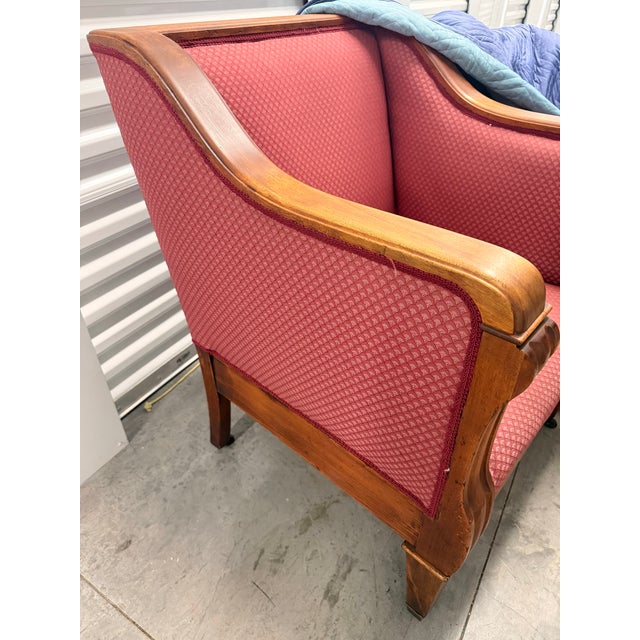 Pair of Vintage Biedermeier Style Upholstered Club Chairs With Pink Diamond Upholstery For Sale - Image 4 of 12
