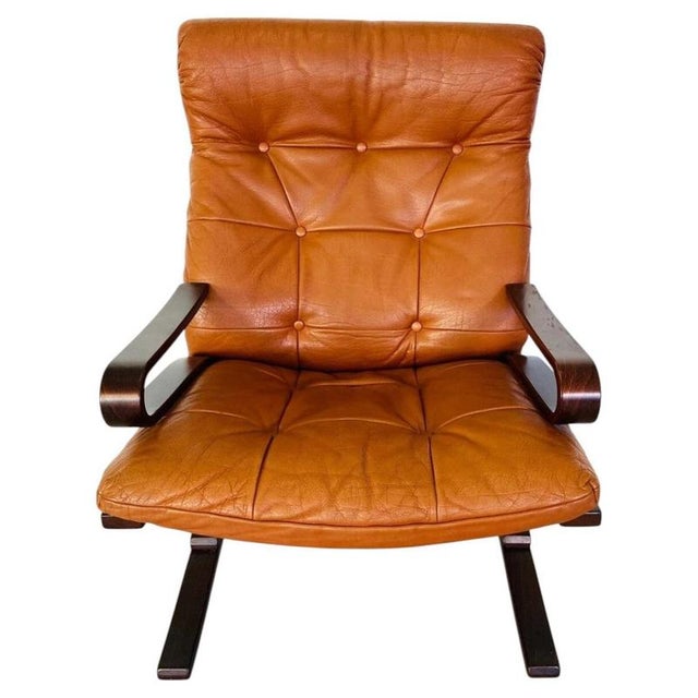 Norwegian Cognac Leather Lounge Chair by Oddvin Rykken, 1960s For Sale - Image 13 of 13