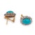1910s Edwardian Turquoise Diamond 18k Yellow Gold Cluster Earrings, A Pair For Sale - Image 4 of 6