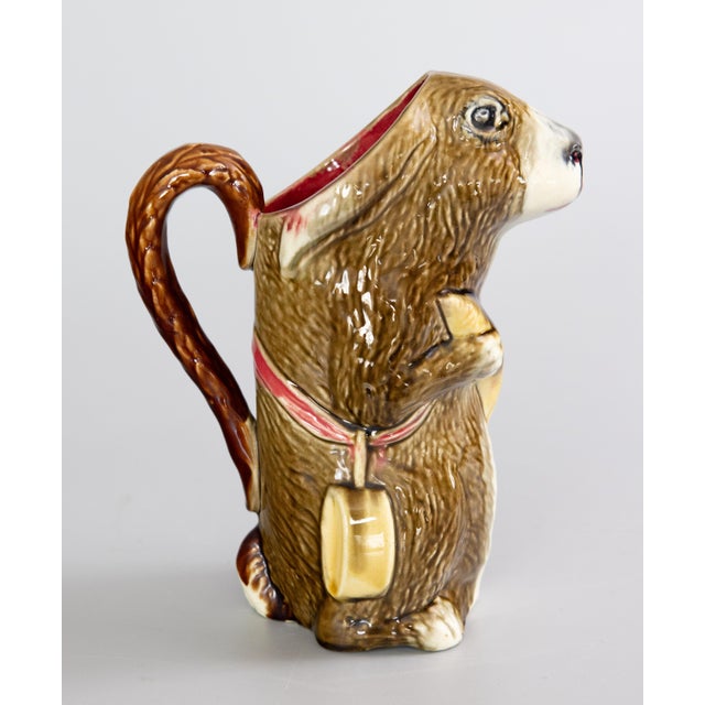 Orchies 19th Century French Orchies Majolica Rabbit Pitcher For Sale - Image 4 of 11