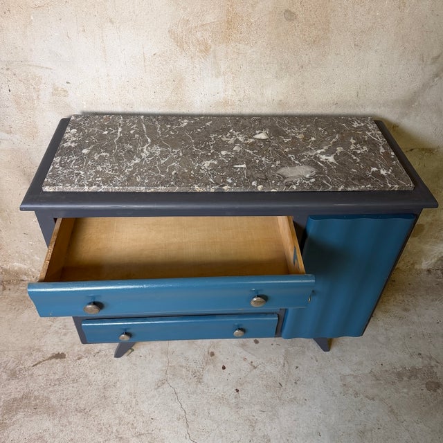 Vintage Blue Wooden Commode, 1950s For Sale - Image 3 of 10