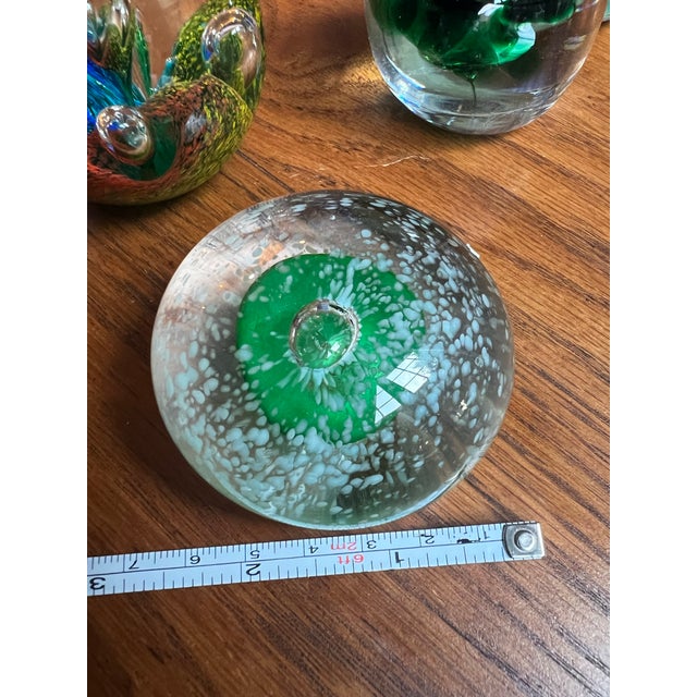 Abstract Collection of Green Glass Vintage Paperweights- Set of 4 For Sale - Image 3 of 9
