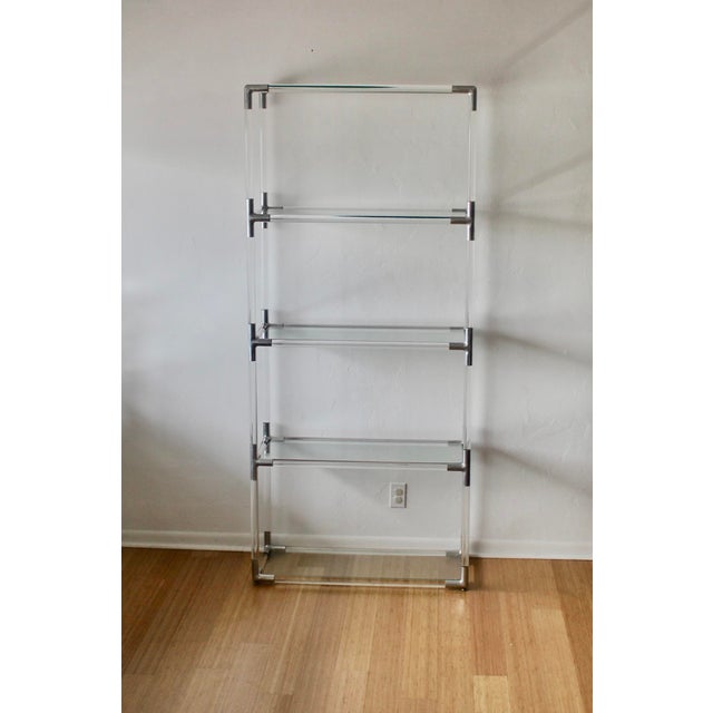 1970s Charles Hollis Jones Style Lucite Aluminum Sculptural Étagère Shelving Room Divider For Sale - Image 11 of 18