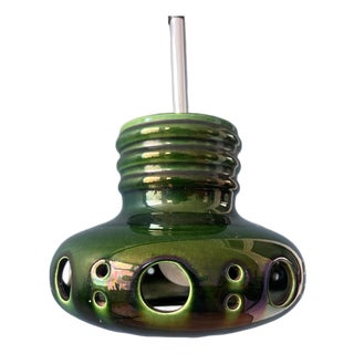 Mid-Century Green Ceramic Pendant Light, West Germany For Sale